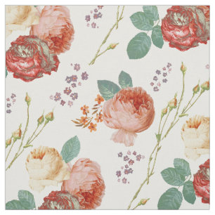 Elegant Chic Pink Roses Floral Pattern Fabric