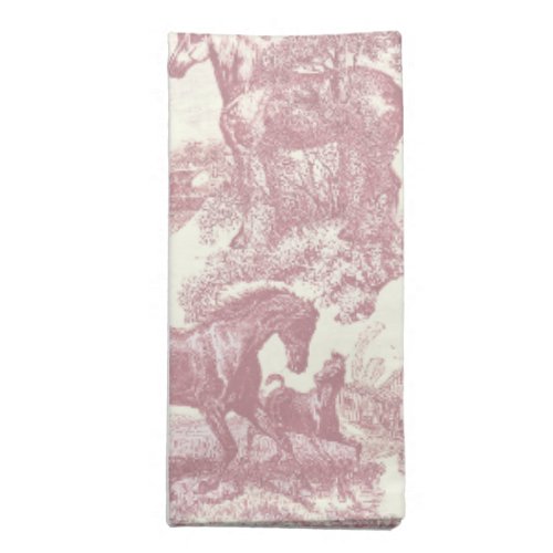 Elegant Chic Pink Rustic Horses Toile Cloth Napkin