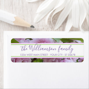 Elegant Chic Pink Spring Cherry Blossom Tree Photo Label