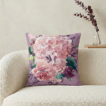 Elegant Chic Pink Watercolor Floral | Lavender Throw Pillow<br><div class="desc">Elegant Chic Pink Watercolor Floral Throw Pillow with beautiful hydrangeas and roses in pretty shades of pink and lavender purple.</div>