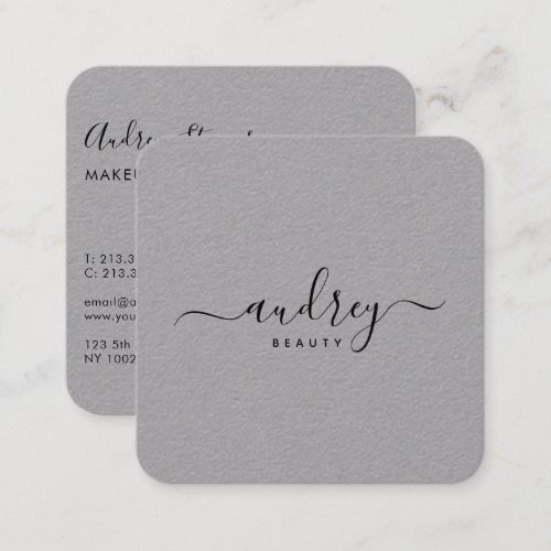 Elegant Chic Premium Grey Signature Typography Square Business Card