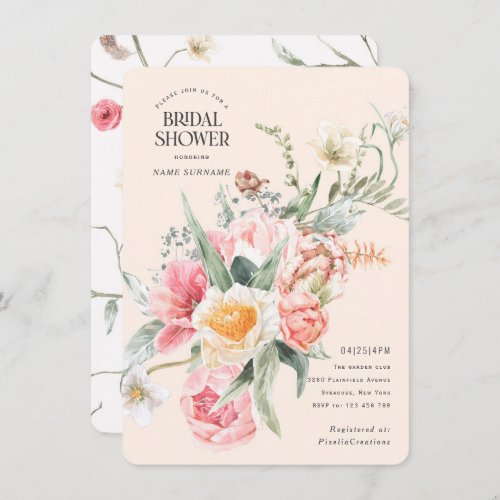 Elegant chic pretty bloom spring floral garden invitation