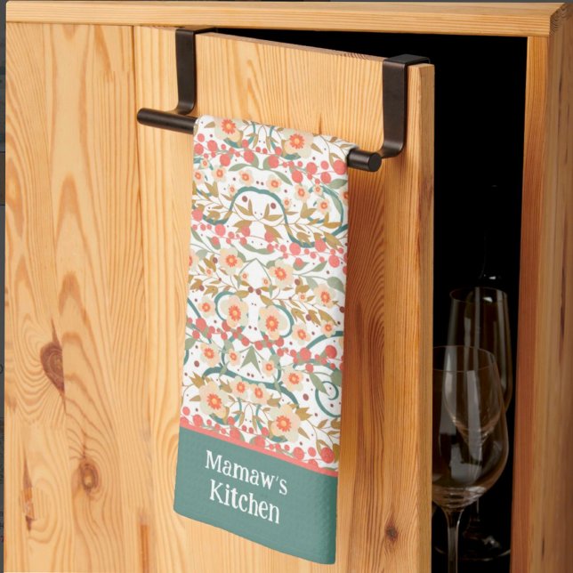 Elegant Chic Pretty Floral Custom Name Stylish  Kitchen Towel (Creator Uploaded)
