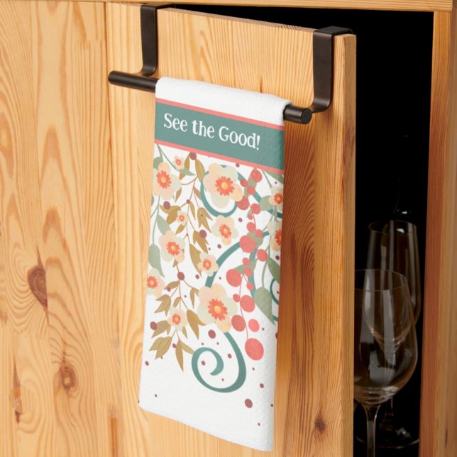 Elegant Chic Pretty Floral Custom Quote Stylish  Kitchen Towel (Creator Uploaded)