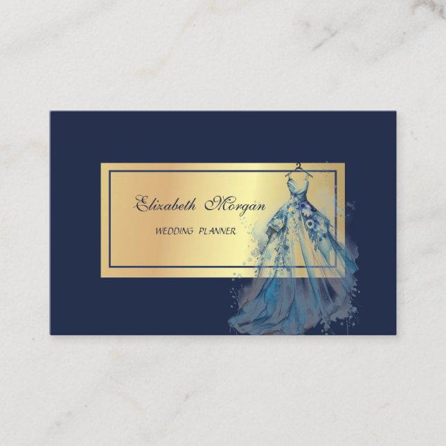 Elegant Chic Professional,Blue Dress Business Card (Front)