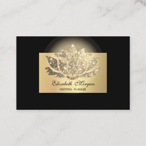 Elegant Chic ProfessionalGold LotusBlack  Business Card