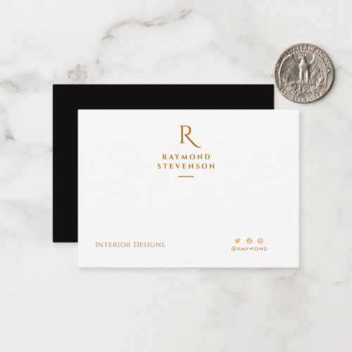 Elegant Chic Professional Gold Monogrammed Note Card