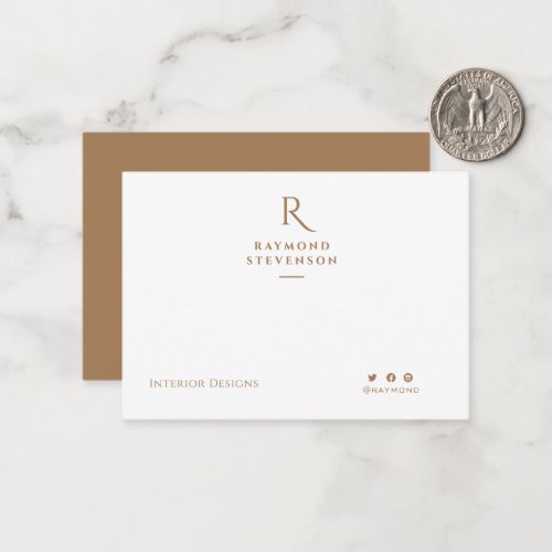 Elegant Chic Professional Light Brown monogrammed Note Card