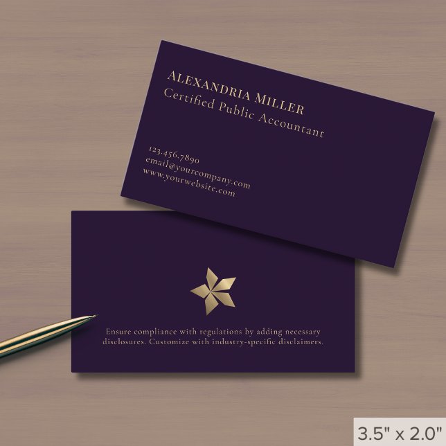 Elegant Chic Purple and Gold Business Card (Creator Uploaded)