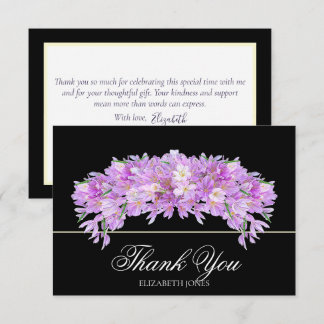 Elegant Chic Purple Crocus Bridal Shower Thank You Card