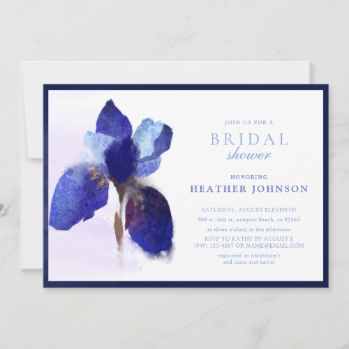 Elegant chic Purple Iris Floral Bridal Shower Invitation