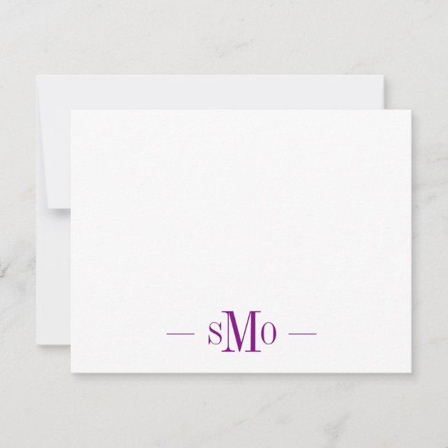 Elegant Chic Purple Monogram 3 Initials  Note Card (Front)