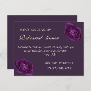 Elegant Chic Purple Roses Rehearsal Dinner Invitation