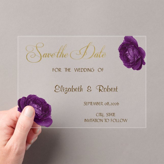 Elegant Chic Purple Roses  Save The Date (Insitu (Handheld))