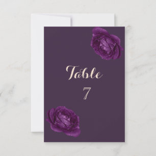 Elegant Chic Purple Roses  Table Card