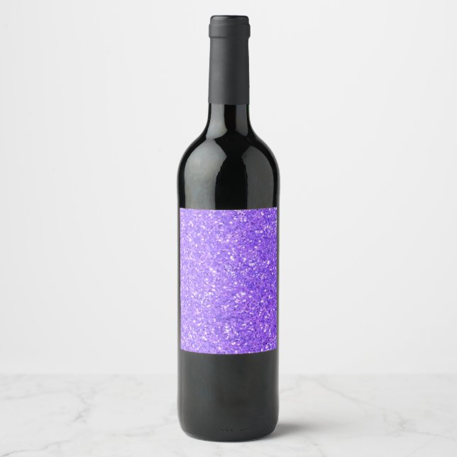Elegant chic Purple sparkling glitter            Wine Label (Front)