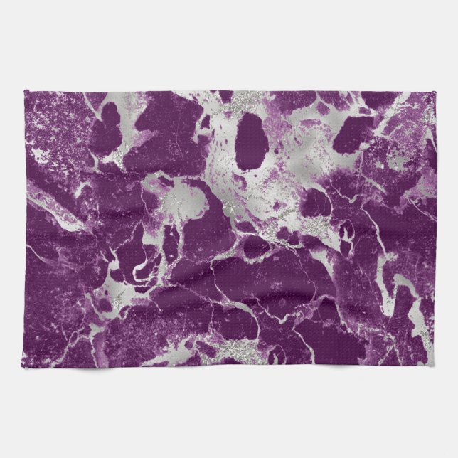 Elegant Chic Purple Violet Abstract Pattern Kitchen Towel (Horizontal)