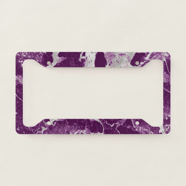 Elegant Chic Purple Violet Abstract Pattern License Plate Frame (Front)