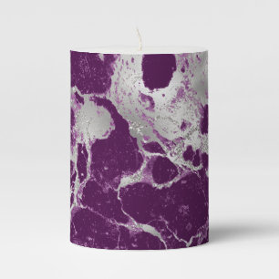 Elegant Chic Purple Violet Abstract Pattern Pillar Candle