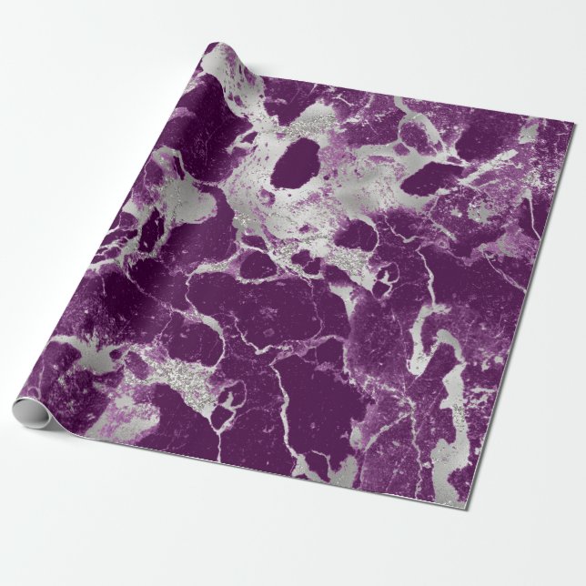 Elegant Chic Purple Violet Abstract Pattern Wrapping Paper (Unrolled)