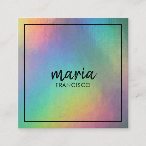 Elegant chic rainbow modern square minimalist  square business card