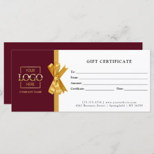 Elegant Chic Red Gold Business Gift Certificate