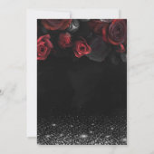 Elegant Chic Red Roses Black Sweet 16 Invitation (Back)