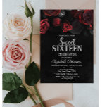 Elegant Chic Red Roses Black Sweet 16 Invitation<br><div class="desc">A modern,  chic and glamorous Sweet 16 with red roses on black background.</div>