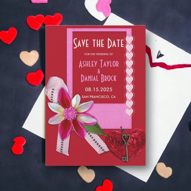 Elegant Chic Red Valentine Formal Romantic Wedding Save The Date (Creator Uploaded)