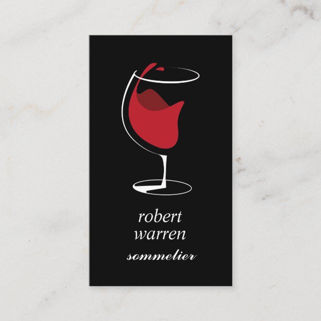 Elegant chic red wine glass Sommelier winemaker Business Card (Front)