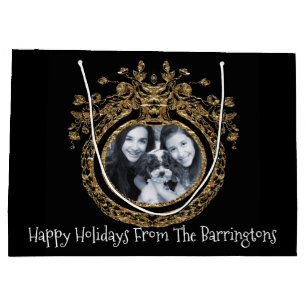 Elegant Chic Regal Photo Christmas Holiday Large Gift Bag