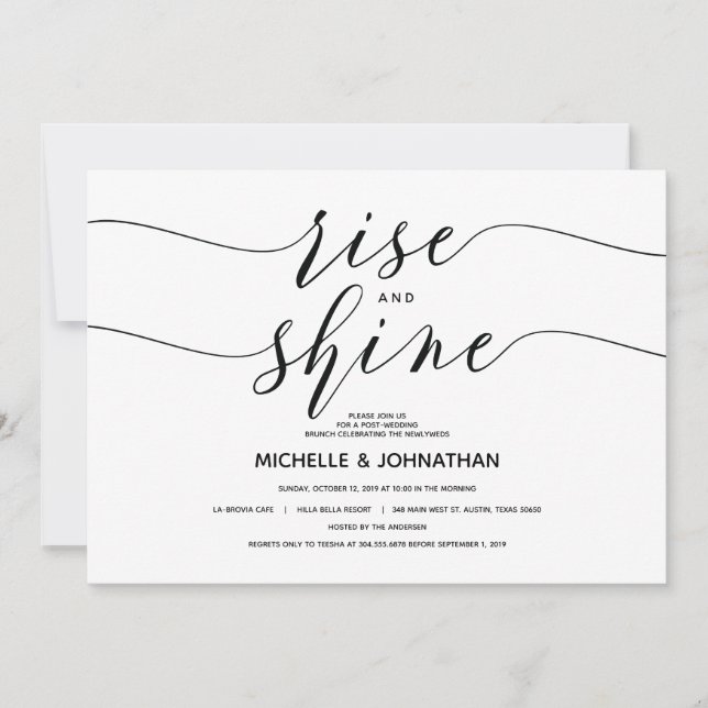 Elegant chic rise and shine invitation card (Front)