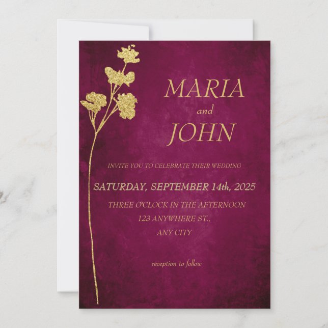 Elegant Chic Romantic Minimalist Classic Burgundy  Invitation (Front)