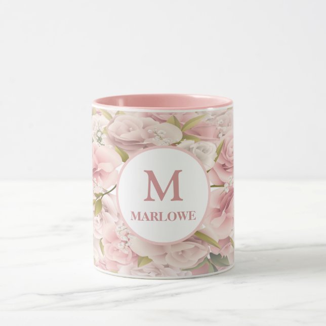 Elegant chic romantic rose floral    mug (Center)