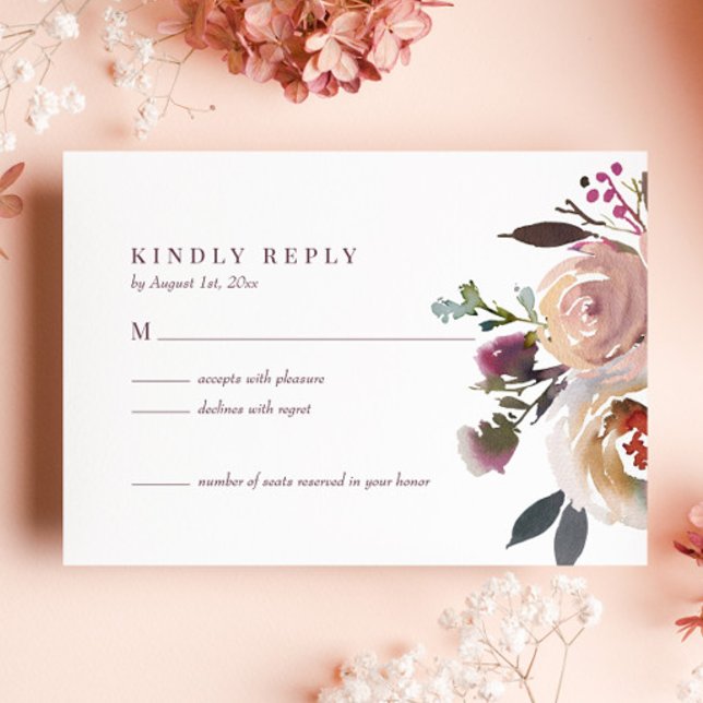 Elegant Chic Romantic Rose Wedding RSVP Card (Creator Uploaded)