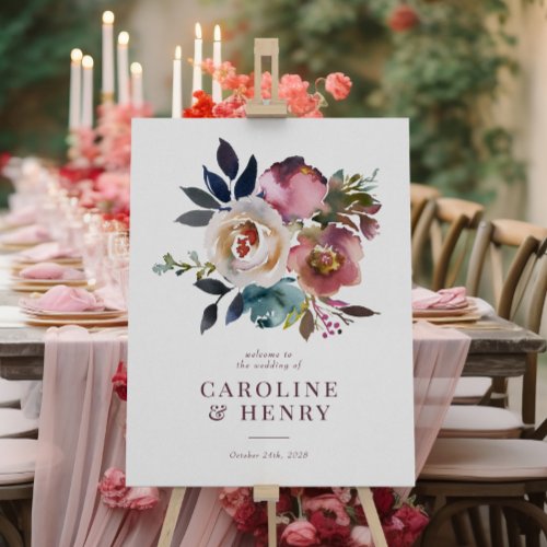 Elegant Chic Romantic Rose Wedding Sign