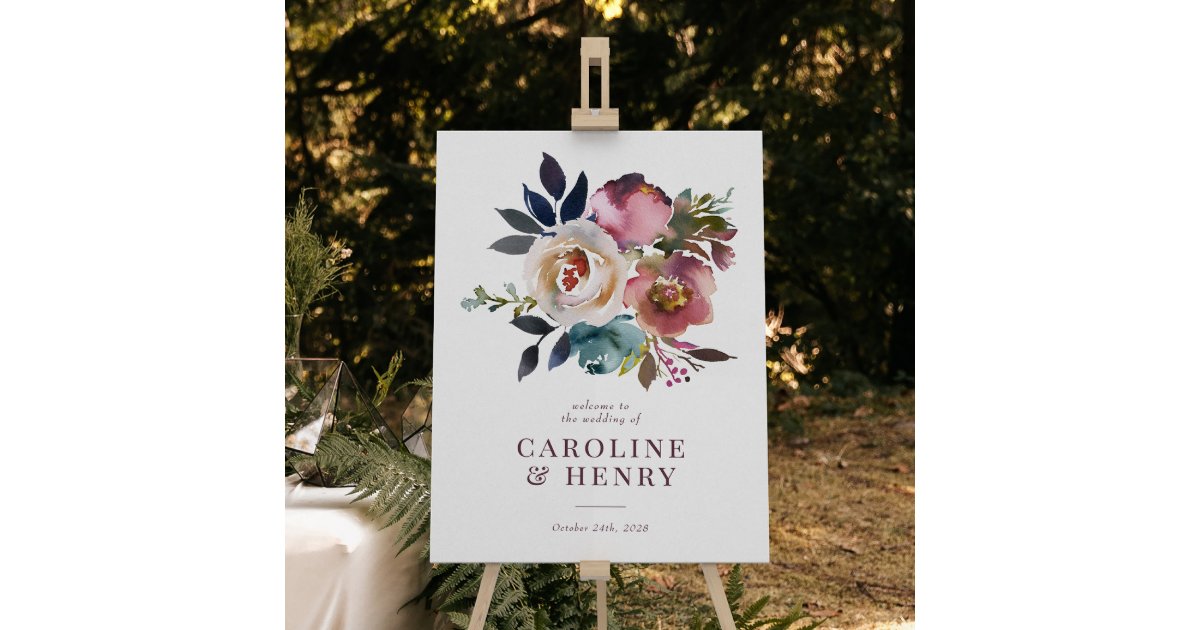 Elegant Chic Romantic Rose Wedding Sign | Zazzle