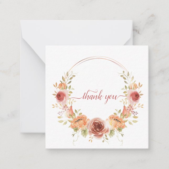 Elegant chic romantic thank you autumn floral note card (Front)