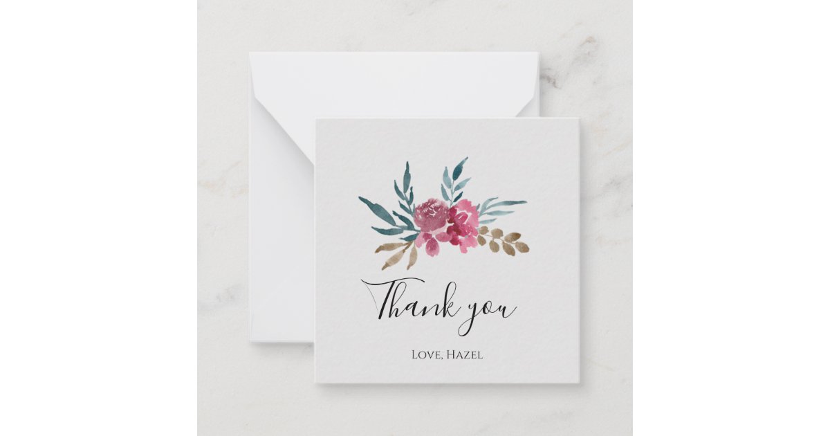 Elegant chic romantic "Thank you" gray floral Note Card Zazzle