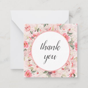 Elegant chic romantic thank you pink floral  note