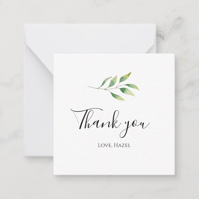 Elegant chic romantic "Thank you" white botanical Note Card (Front)