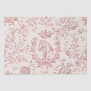 Elegant Chic Rose Beige Equestrian Floral Toile Tissue Paper