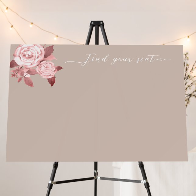 Elegant Chic Rose Blank Seating Charts Foam Board (In Situ (Stand))