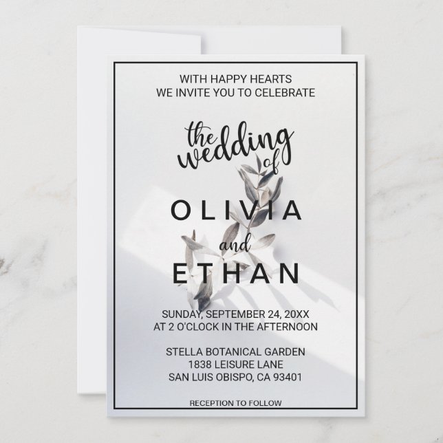 Elegant chic rose floral Wedding Invitation (Front)