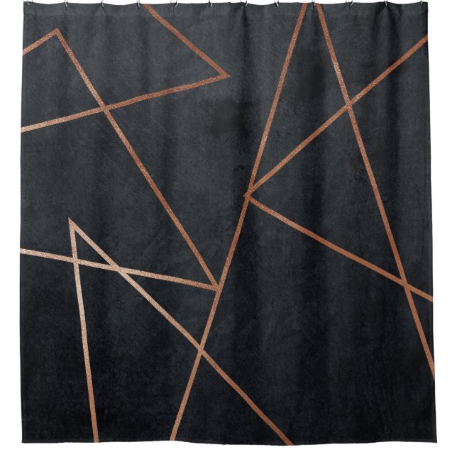Elegant Chic Rose Gold Black  Shower Curtain (Front)