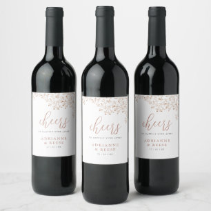 Elegant Chic Rose Gold & Black Wedding Wine Label