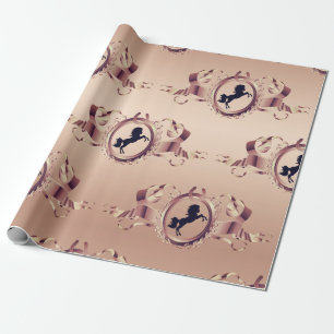 Elegant Chic Rose Gold Equestrian Ribbon Crest Wrapping Paper