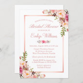 Elegant Chic Rose Gold Floral Bridal Shower Invitation (Front/Back)