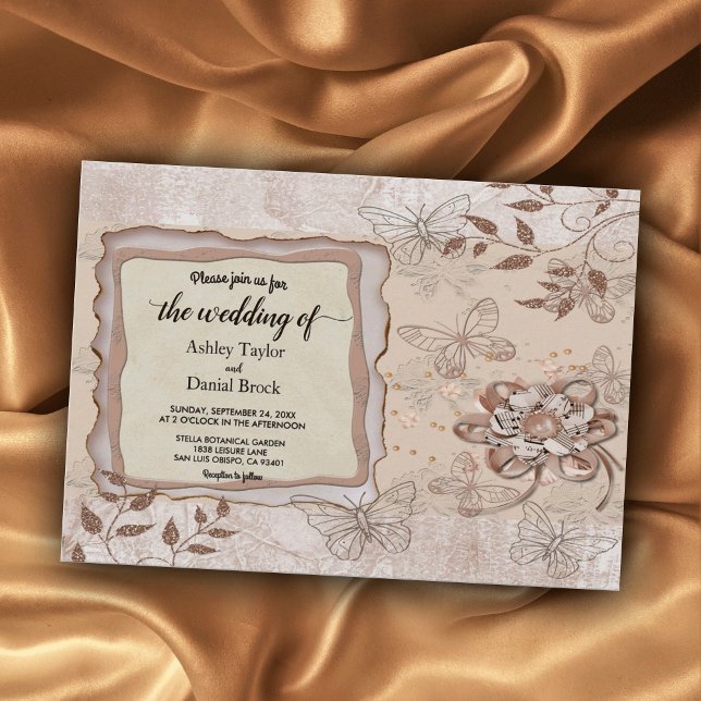 Elegant Chic Rose Gold Glitter Glam Modern Wedding Invitation (Creator Uploaded)