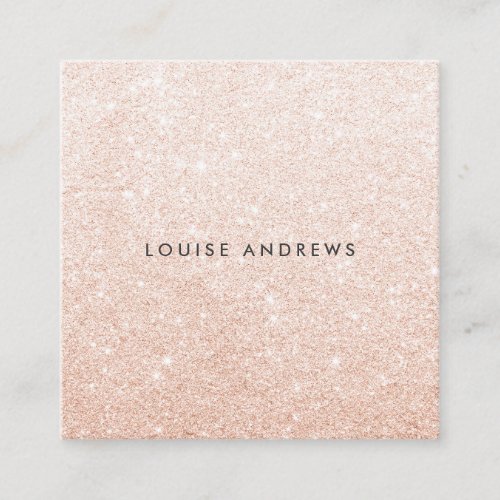 Elegant chic rose gold glitter simple white beauty square business card